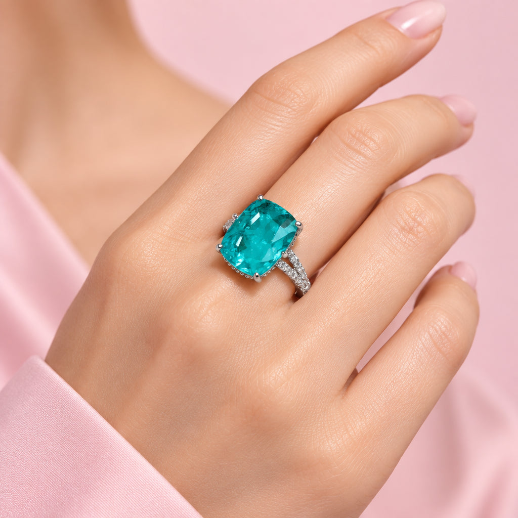 Lab Turmaline Blue Ring