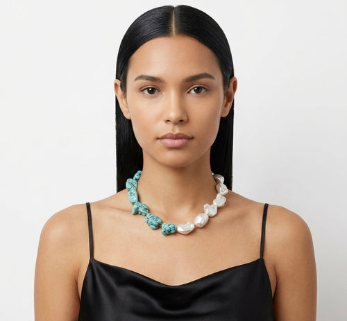 Baroque Pearl & Turquoise Stone