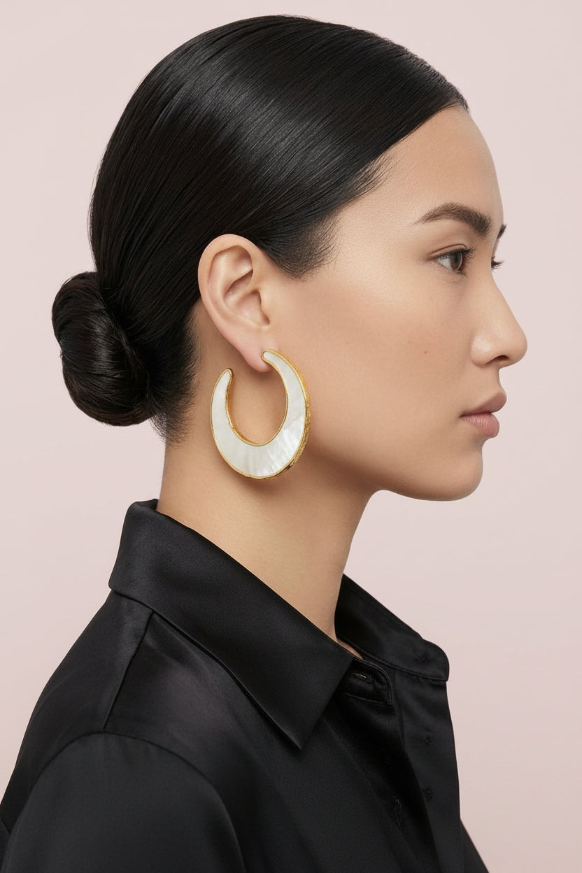 Moon Shape Mother of Pearl Earrings