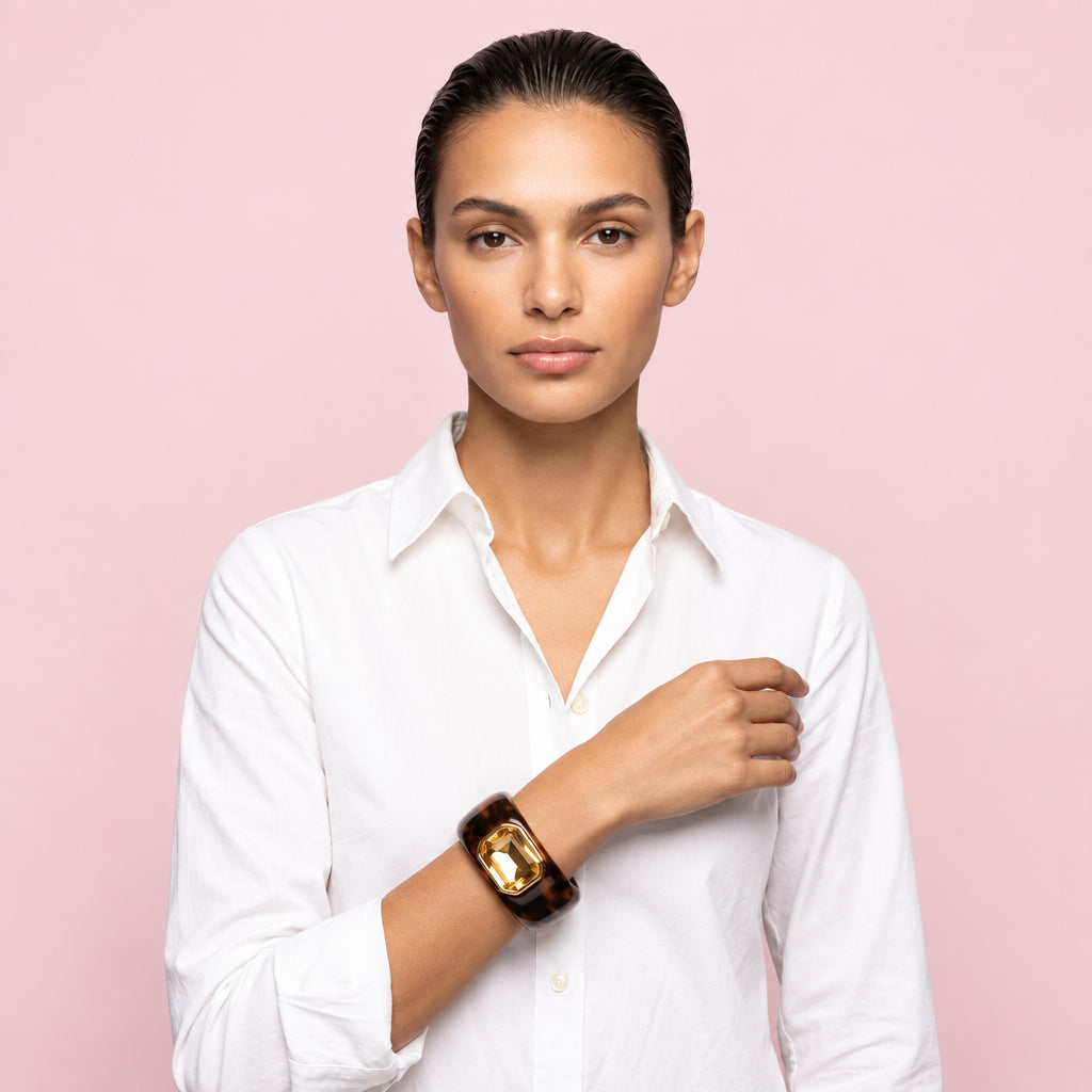 Square Crystal Statement Chunky Bangle