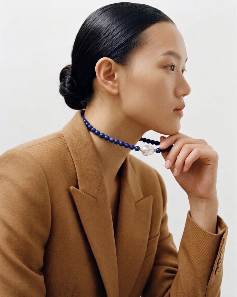Lapis Lazuli & Baroque Pearl Necklace