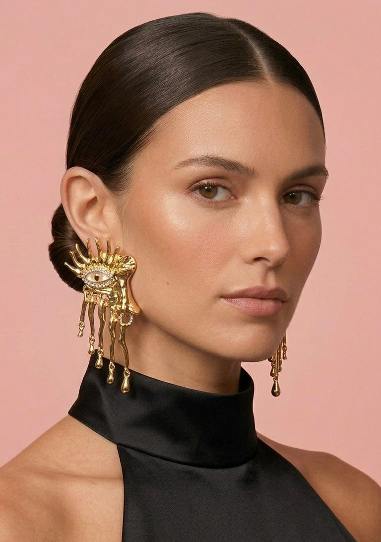 Sun Eye Face Dangle Earrings