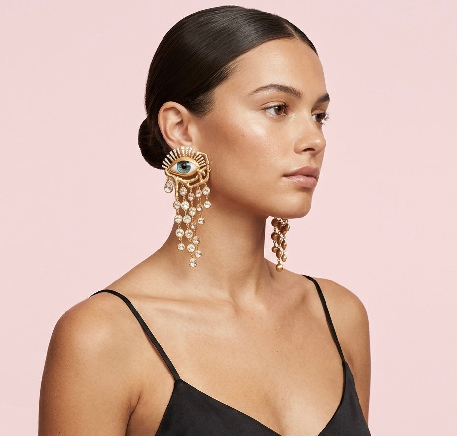 Golden Eyes Chain Dangle Earrings