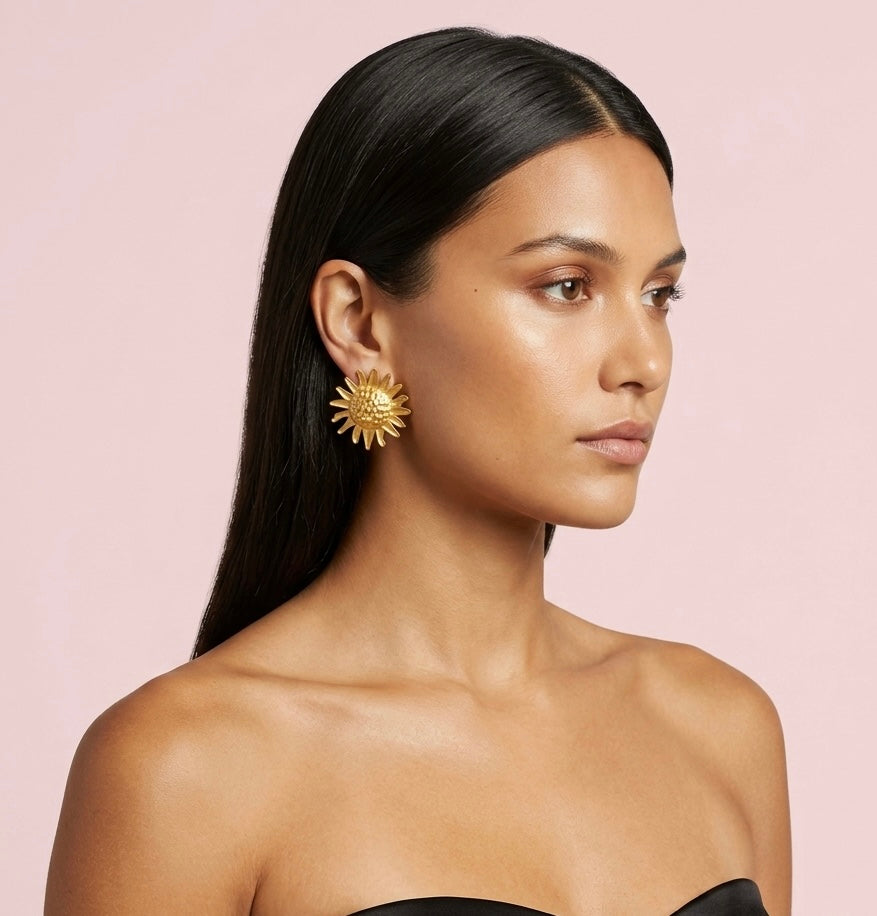 Sunflower Clip Earrings