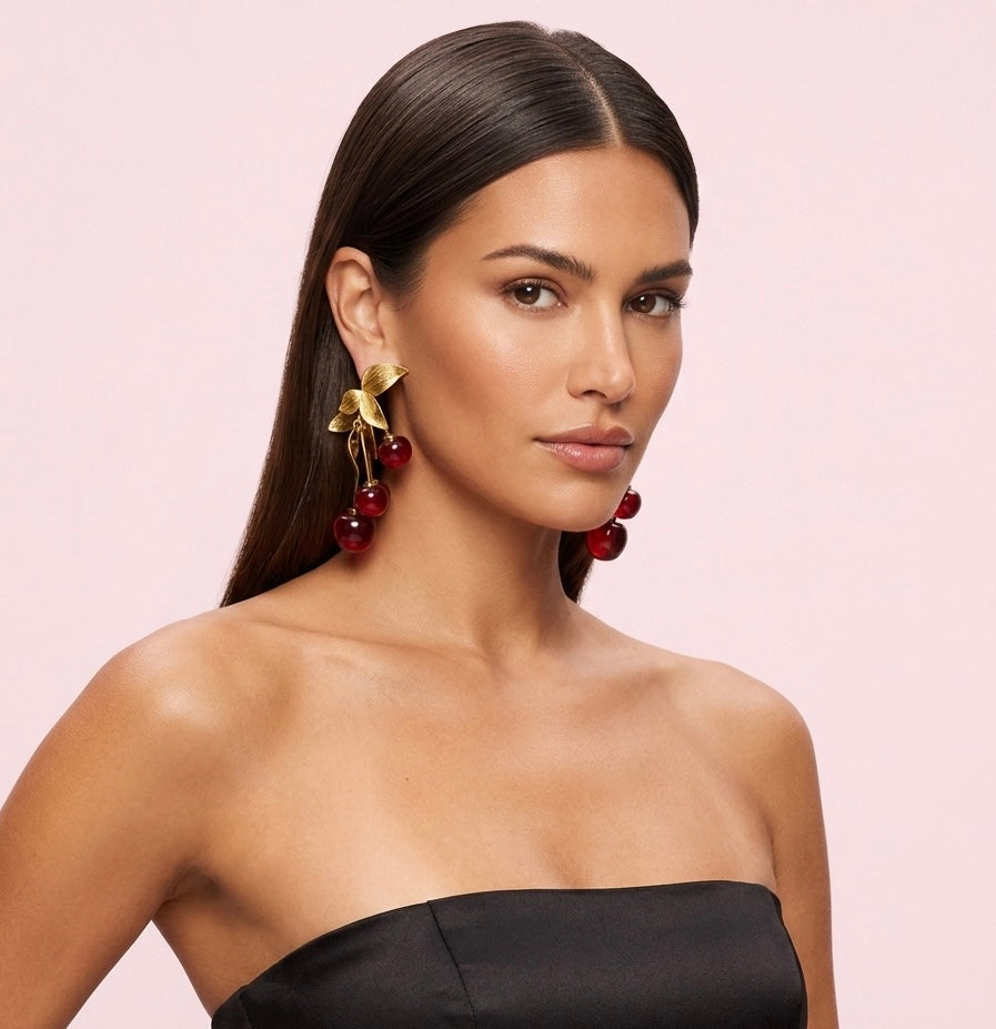 Red Cherry Dangle Earrings