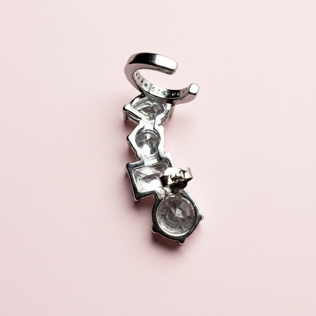 Single Ear Stud  White Zircon Cuff