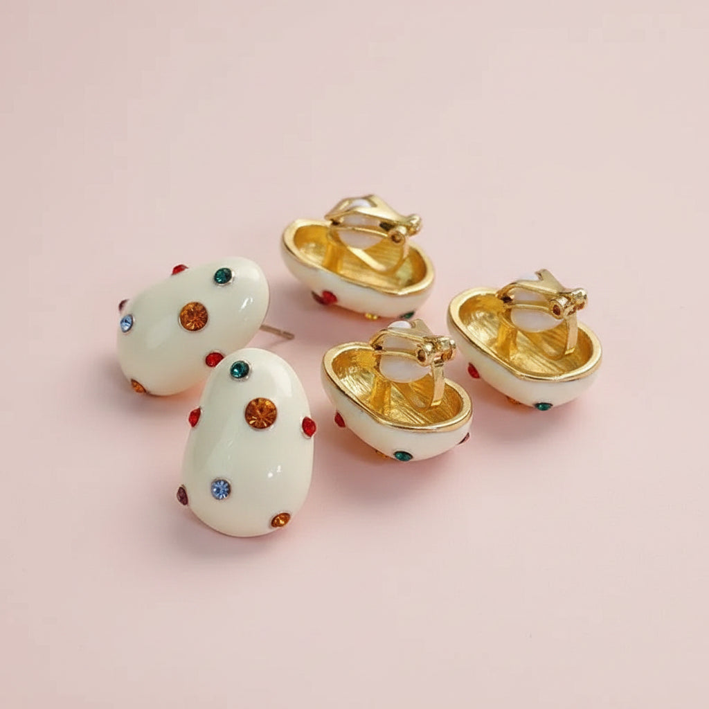 Enamel Studded Earrings