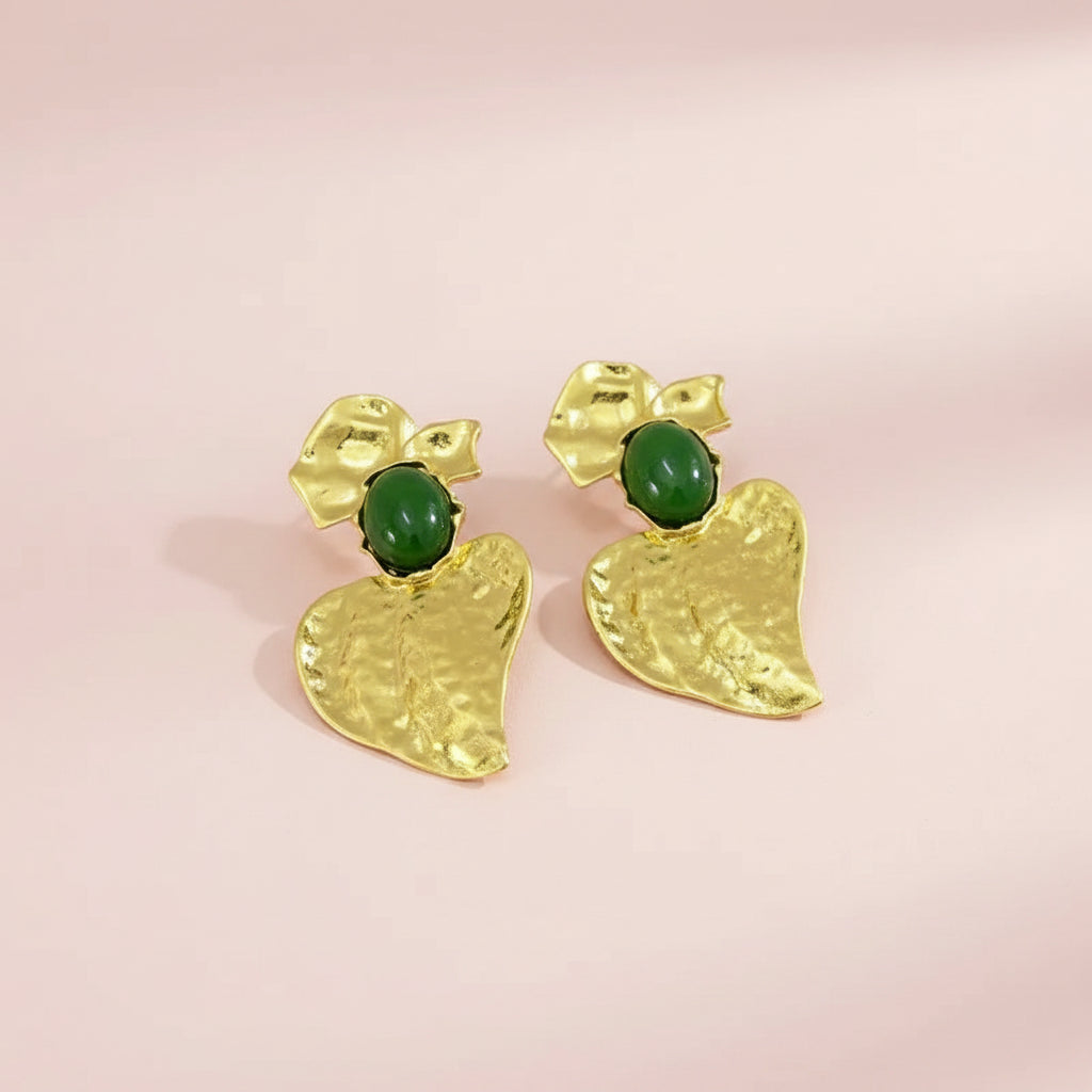 Flower Leaf Stone Earrings