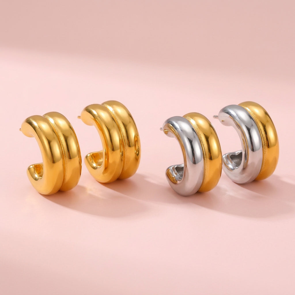Small Chunky Hoop Earrings