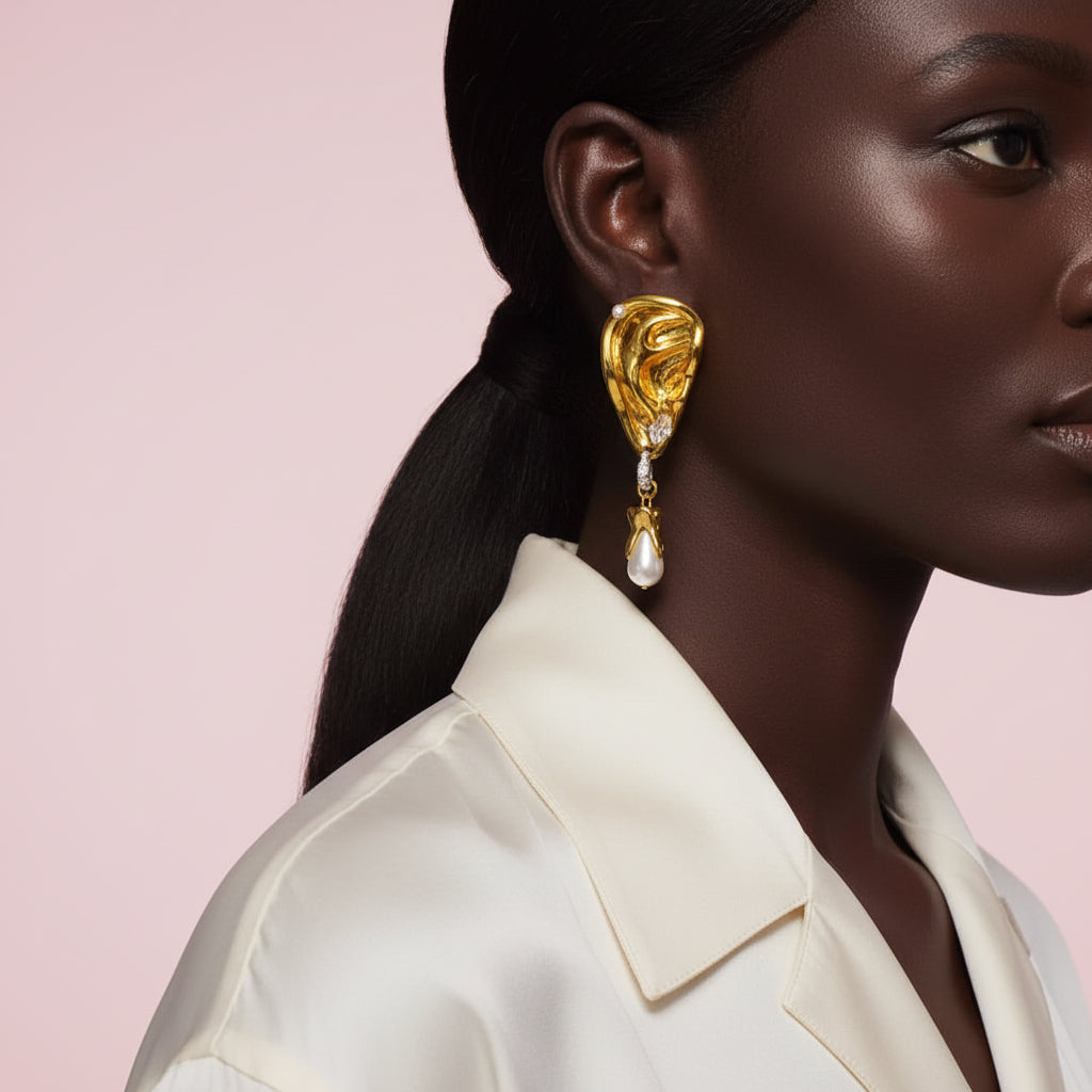 Surrealist Ear With Pearl Earrings