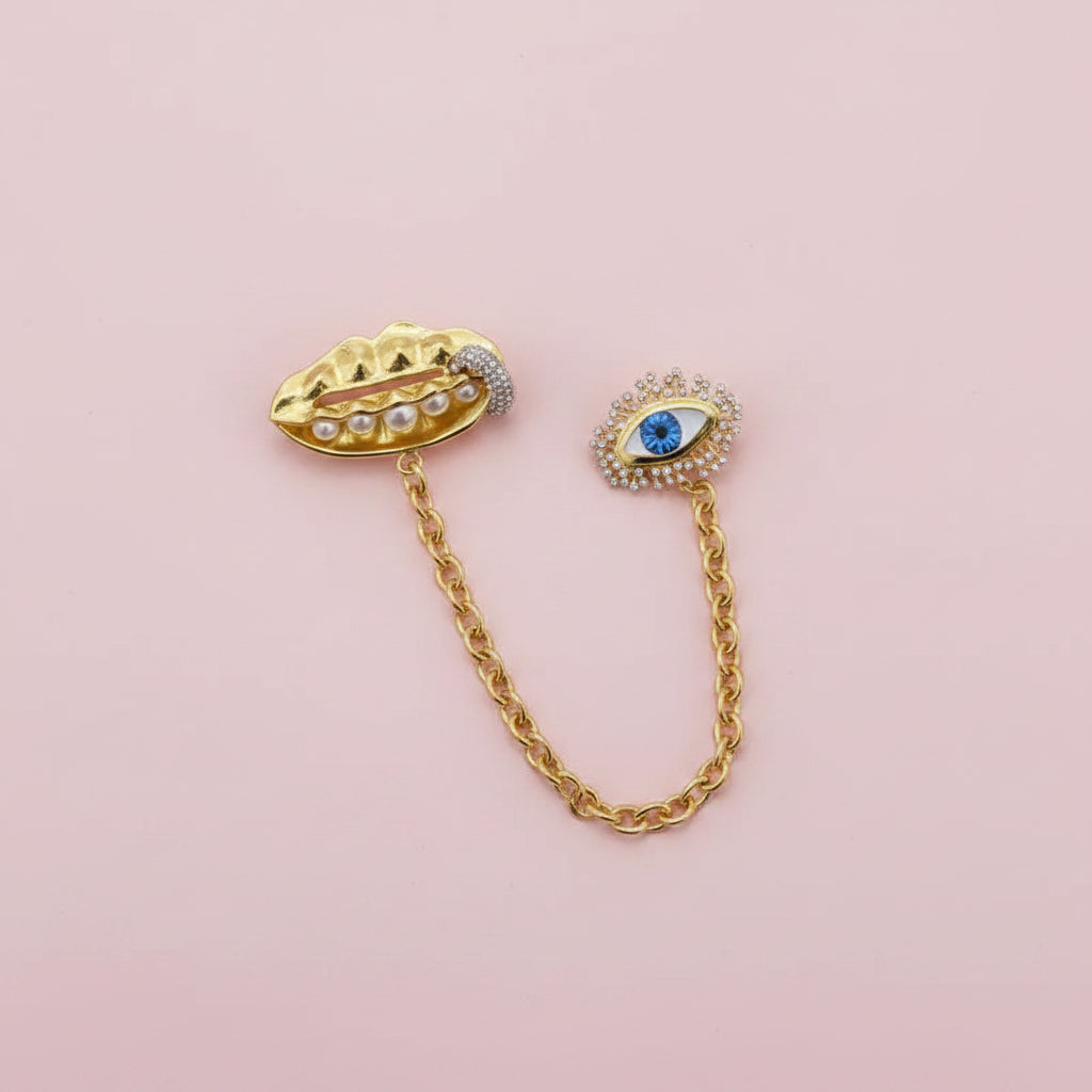 Evil Eye Pea Pearl Brooch