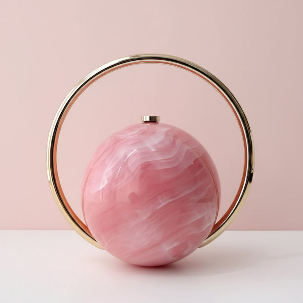 Marble Round Clutch Handbag