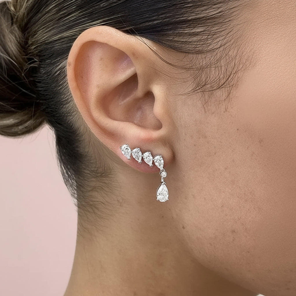 Pear Cut Zircon Ear Drop Earrings