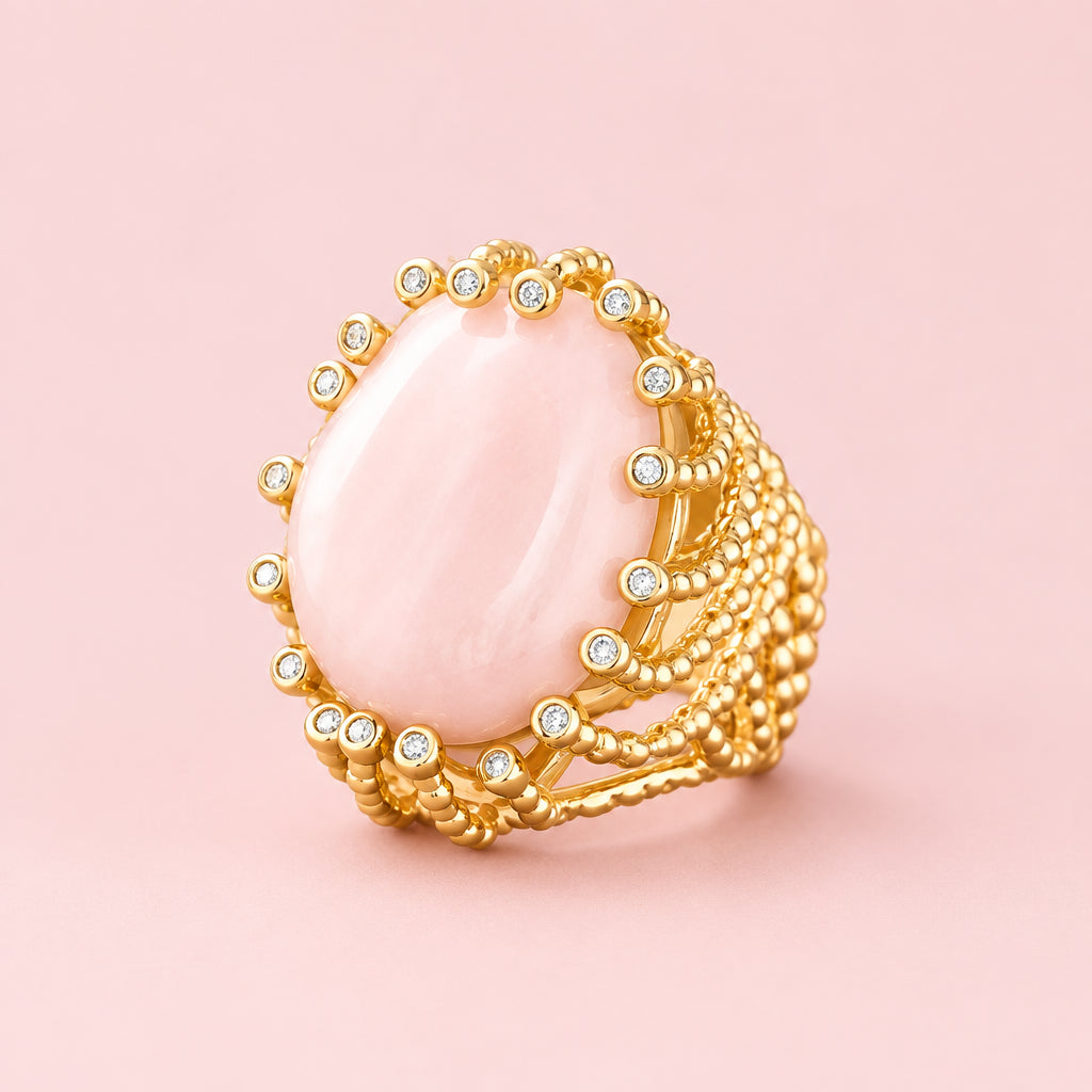 Anello con perla spessa e zirconi