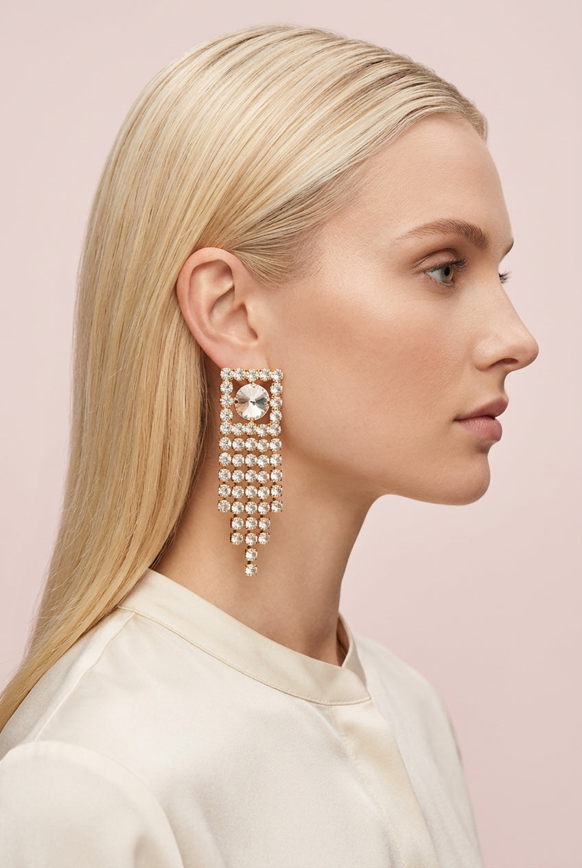 Rhinestone Tassel Dangle Earrings