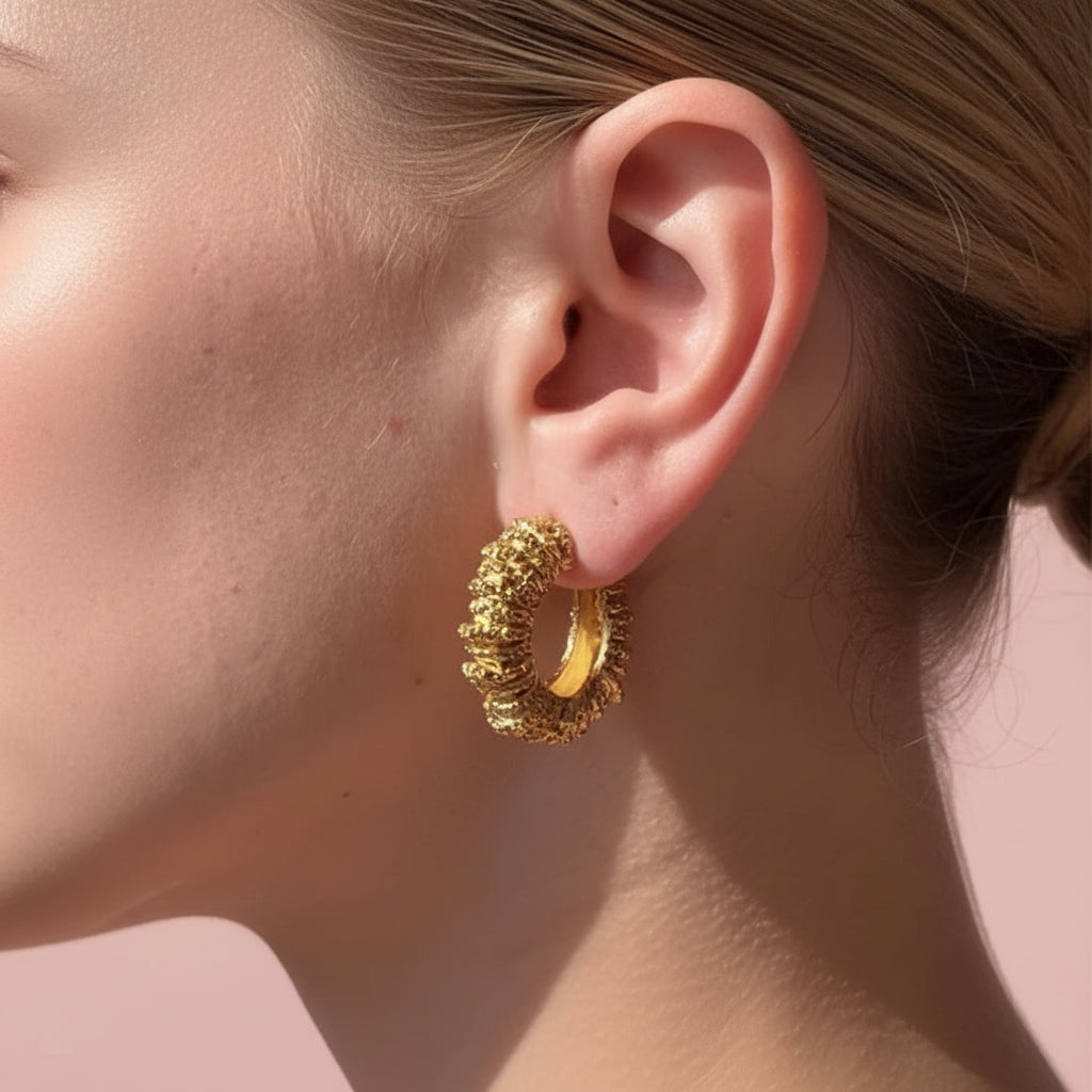 Statement Lava Textured Hoop Earrings
