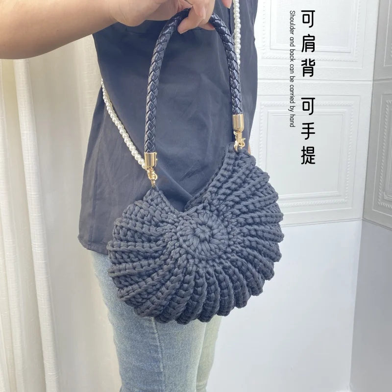 Woven Crochet Conch Shell Shape Bag