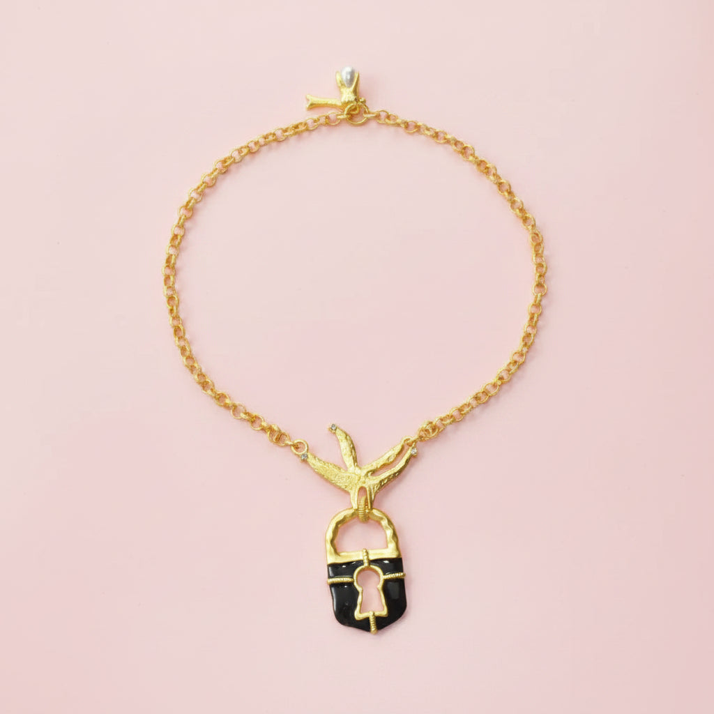 Surrealist Lock Pendant Necklace