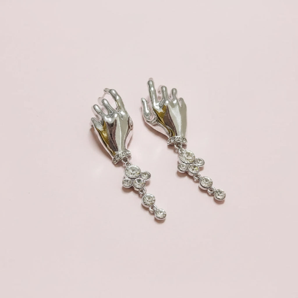 Surrealist Hand Charms Dangle Earrings
