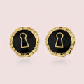 Keylock Enamel Round Earrings