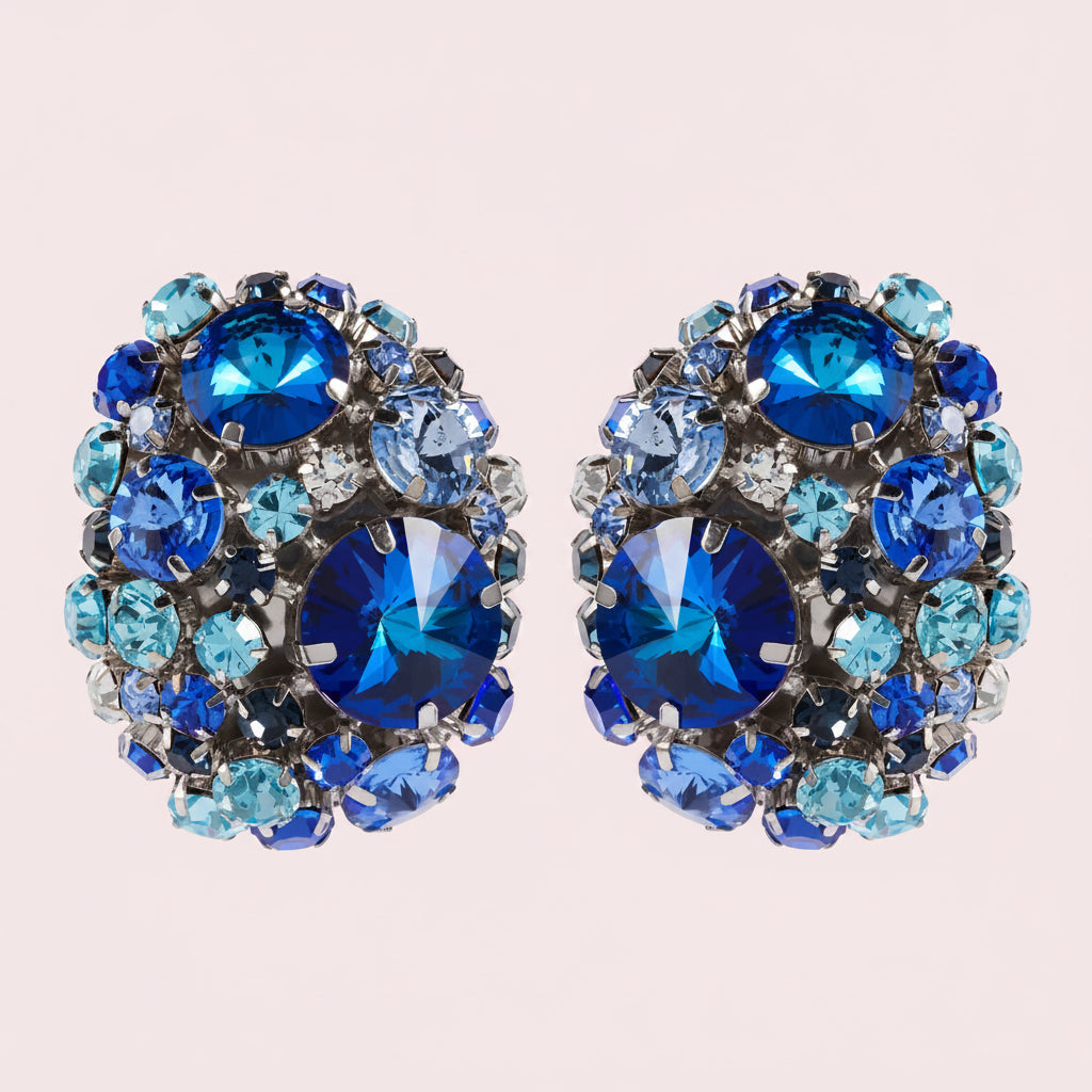 Rhinestone Round Ear Clip Earrings