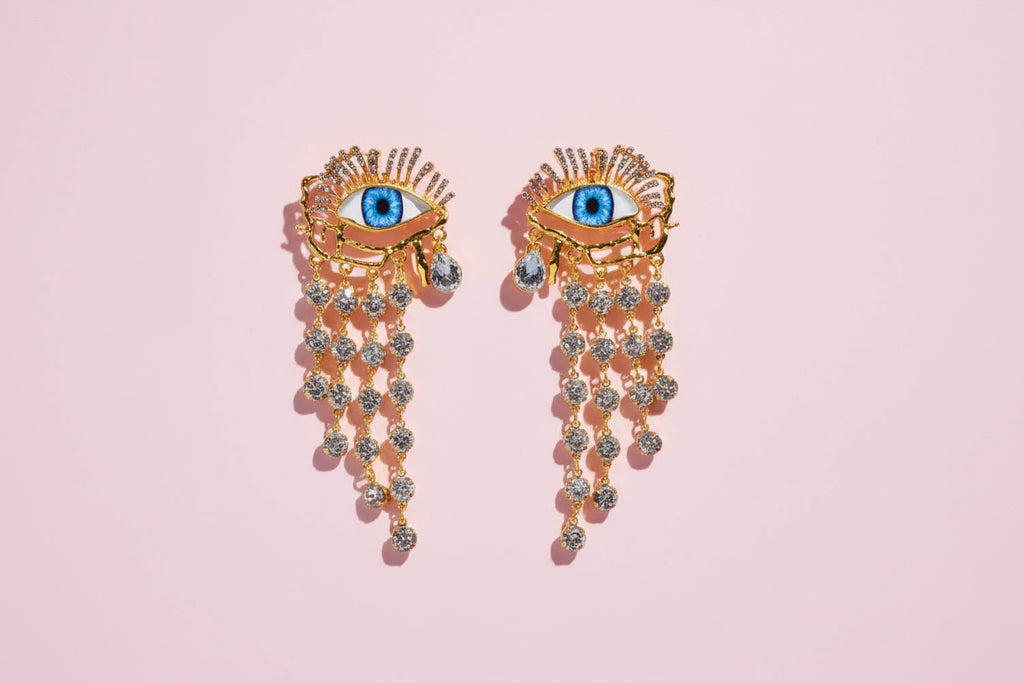 Golden Eyes Chain Dangle Earrings