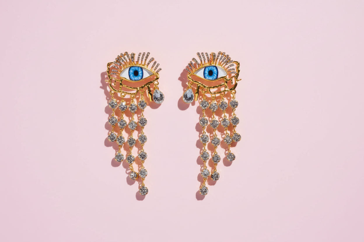 Golden Eyes Chain Dangle Earrings