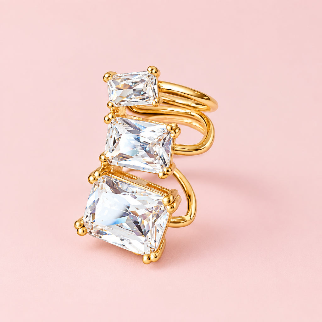 Ear cuff geometrico con zirconi