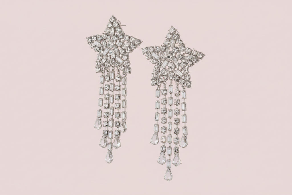Star shape long dangle earrings