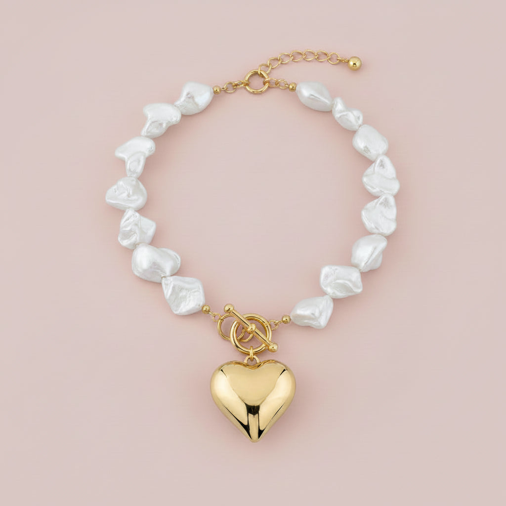 Baroque natural pearls and heart pendant