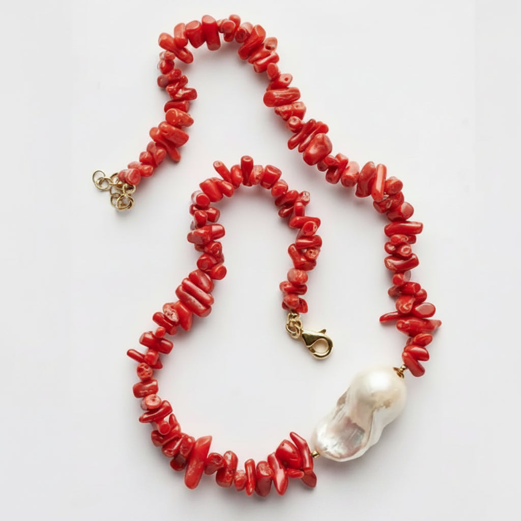 Baroque Pearl and Coral Beads