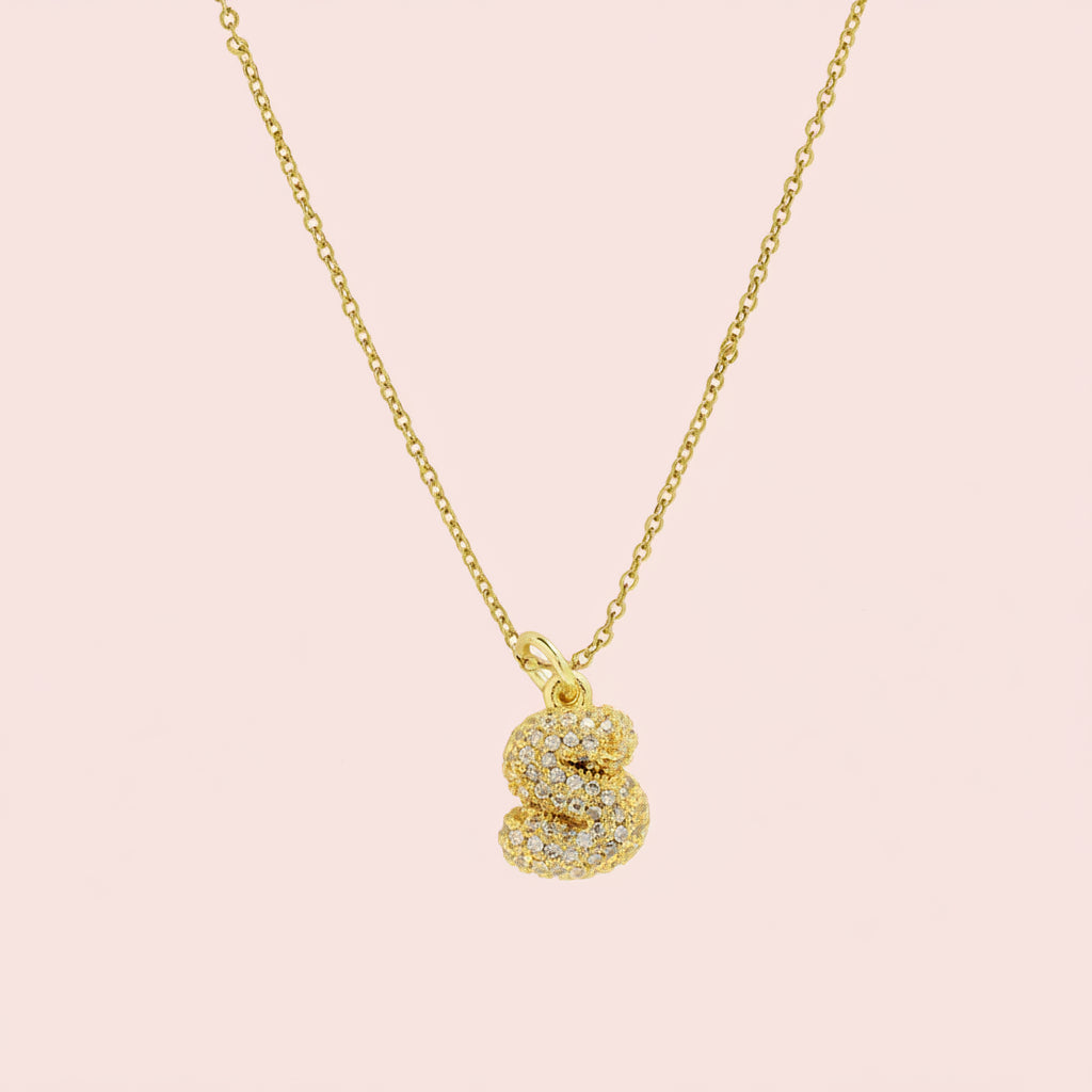 Zircon Initial Alphabet Pendant Necklace
