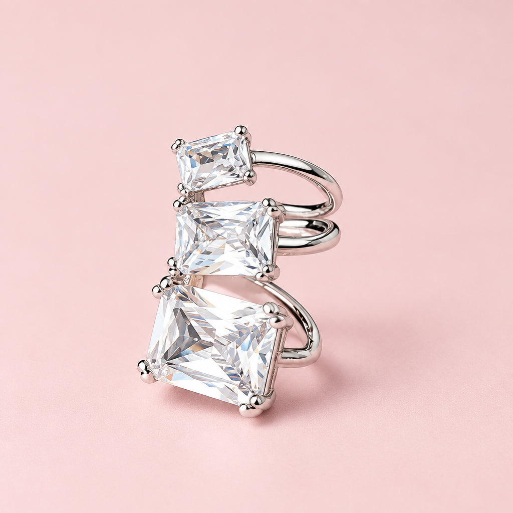 Geometric Zircon Ear Cuff