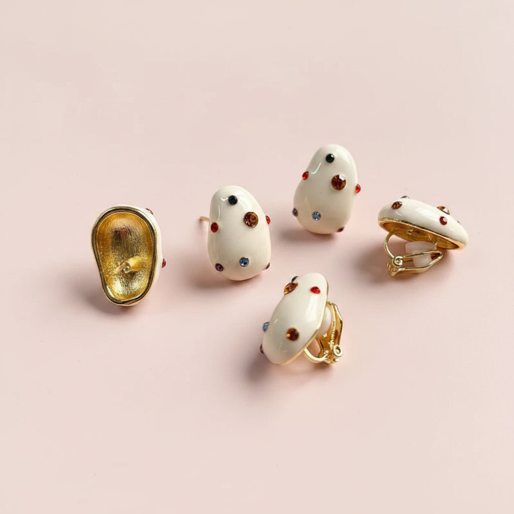 Enamel Studded Earrings
