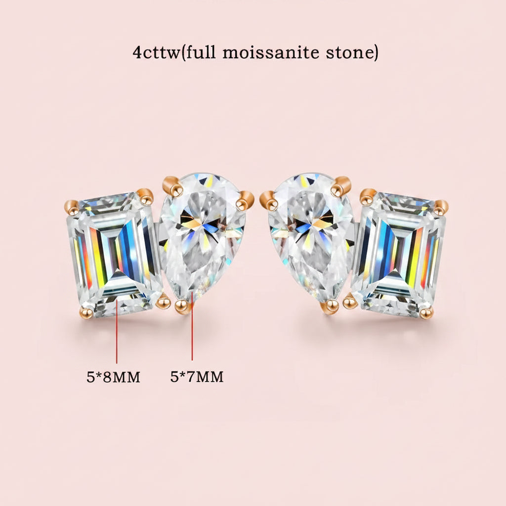 Pear & Emerald Cut Lab Diamond Earrings