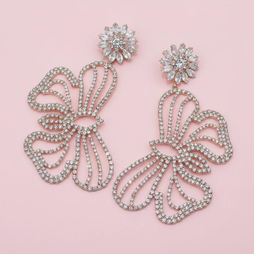 Rhinestone Butterfly Dangle Earrings