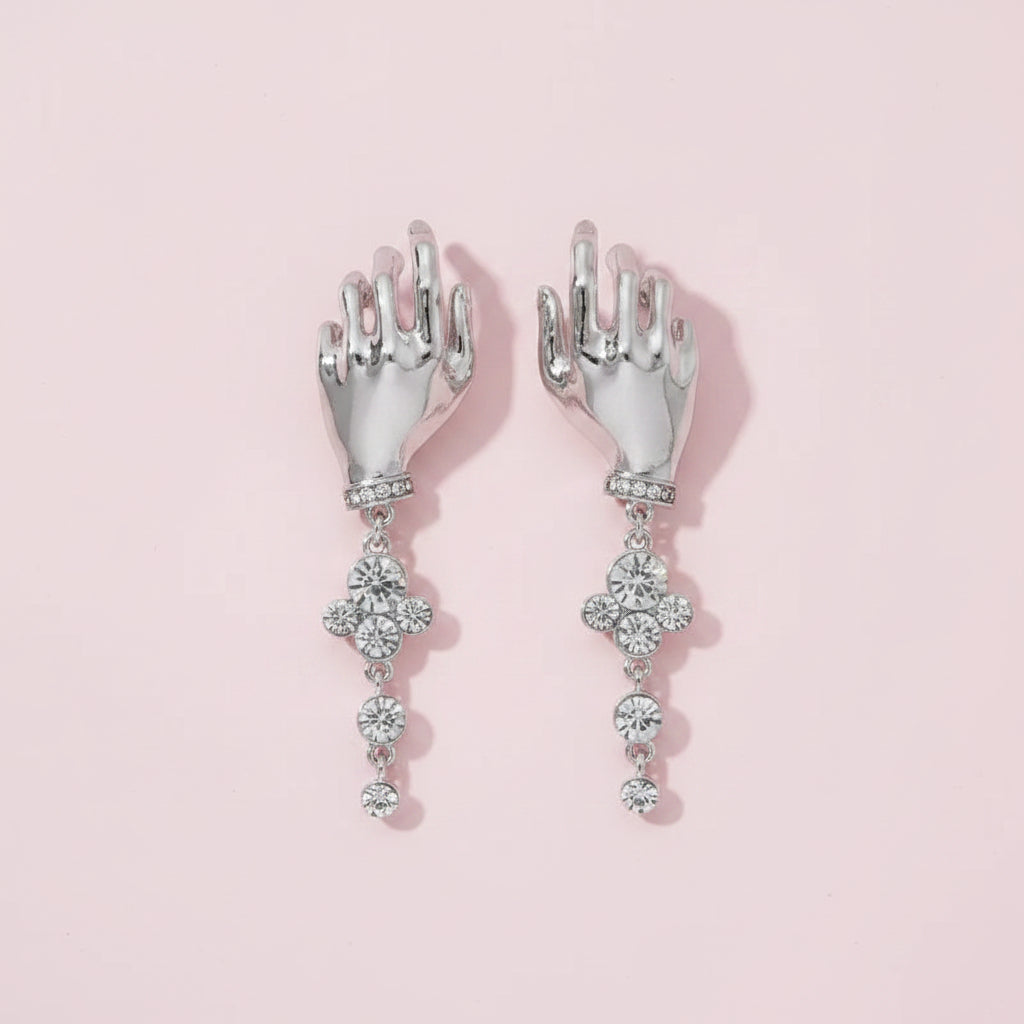 Surrealist Hand Charms Dangle Earrings