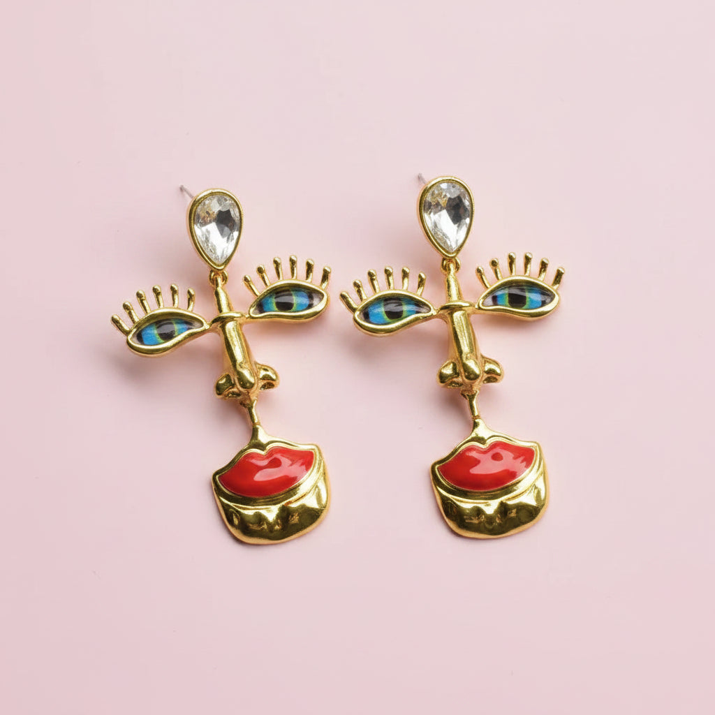 Surrealist Eyes  Lips Earrings