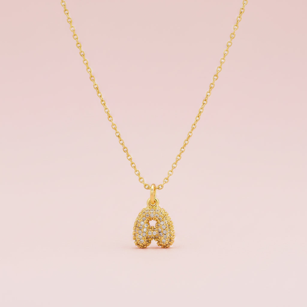 Zircon Initial Alphabet Pendant Necklace
