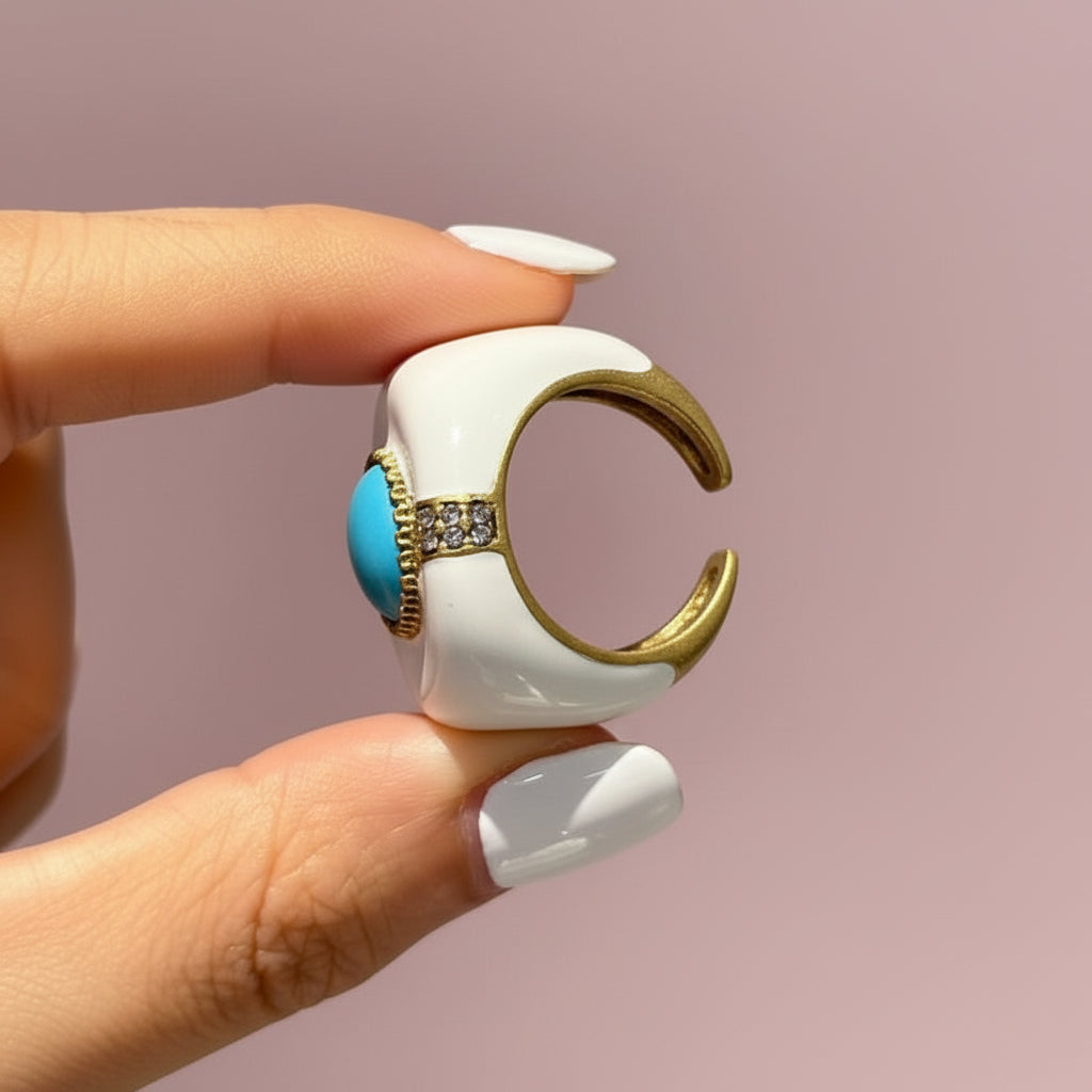 Turquoise Stone Enamel Ring
