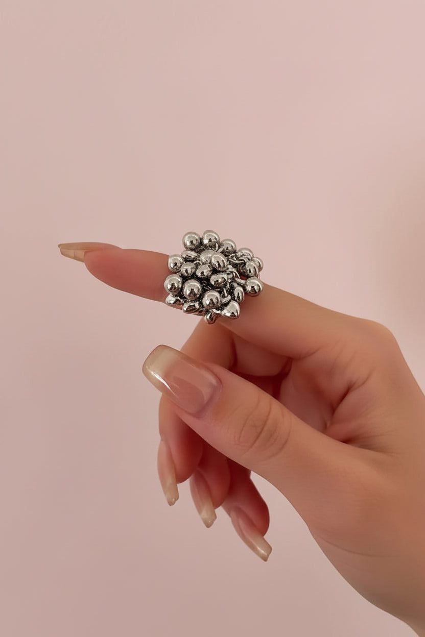 Metal Beads Ball Open Ring