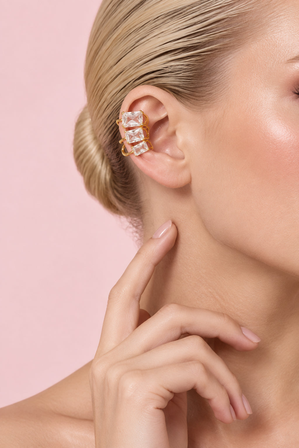 Geometric Zircon Ear Cuff