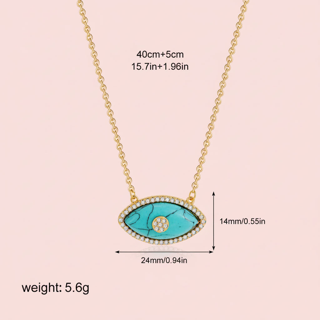 Opal Devil's Eye Zircon Pendant Necklace