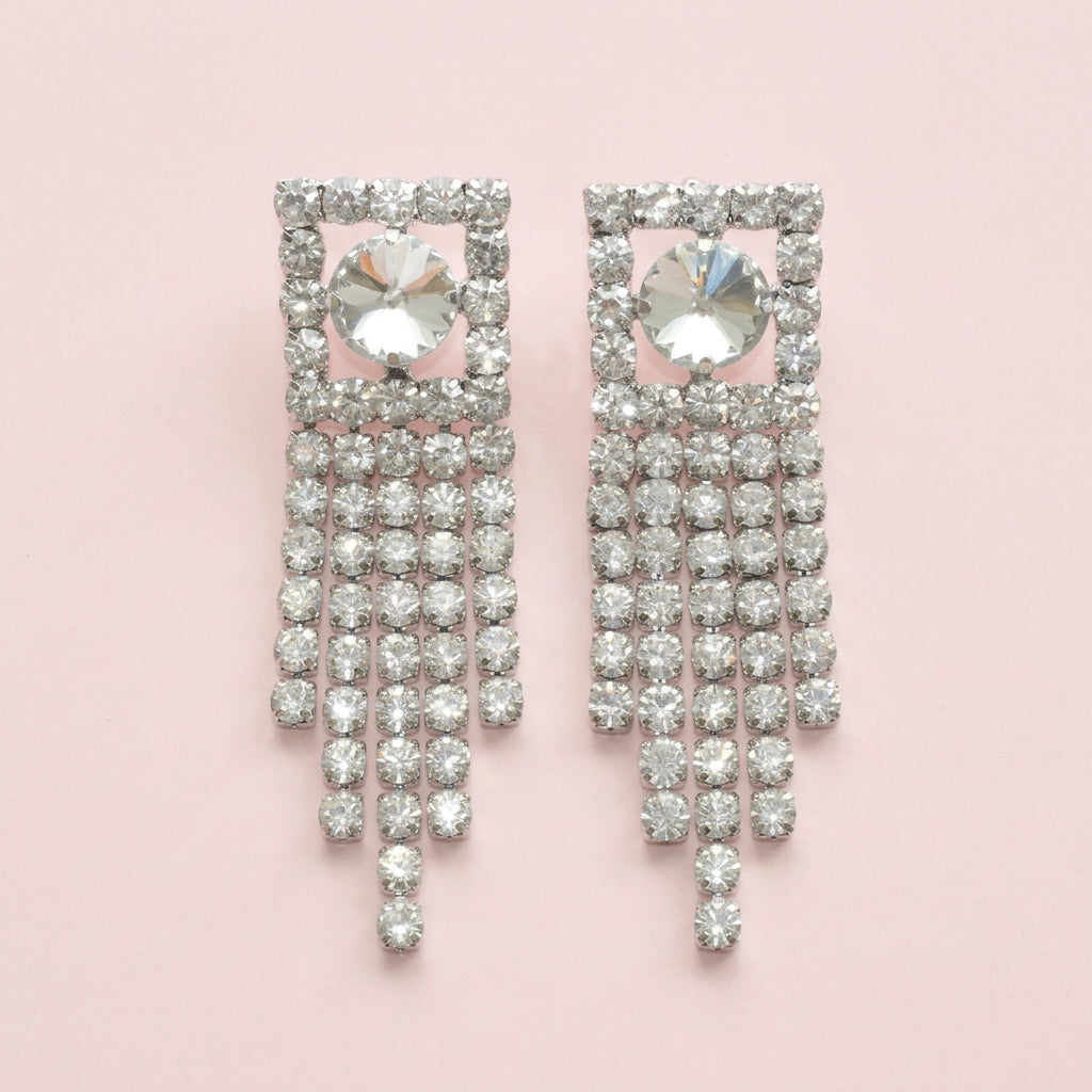 Rhinestone Tassel Dangle Earrings