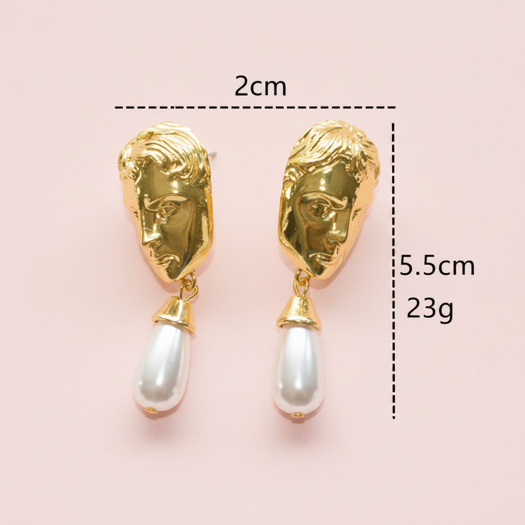Surrealist Face Baroque Earrings