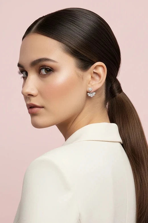 Zircon Flower Drop Earrings
