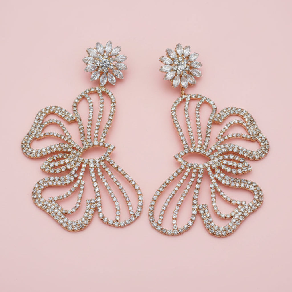 Rhinestone Butterfly Dangle Earrings