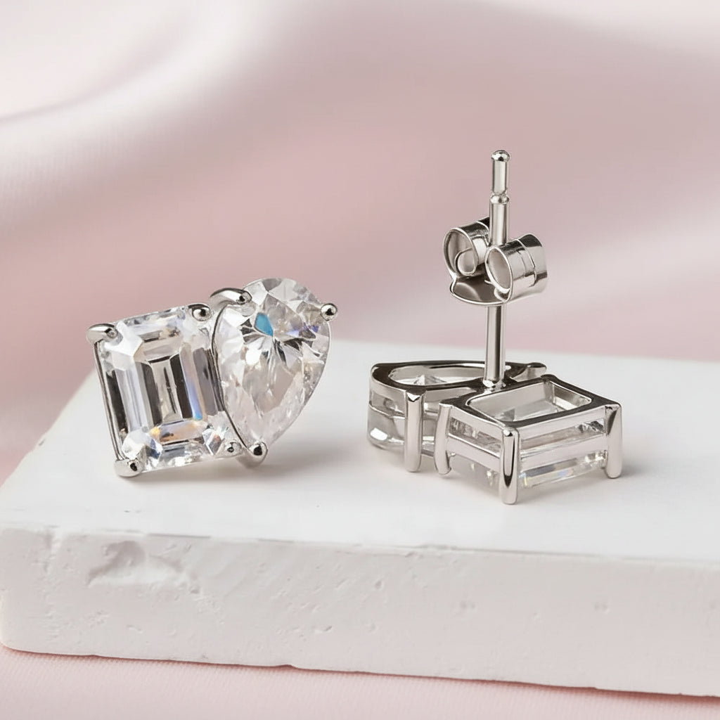 Pear & Emerald Cut Lab Diamond Earrings
