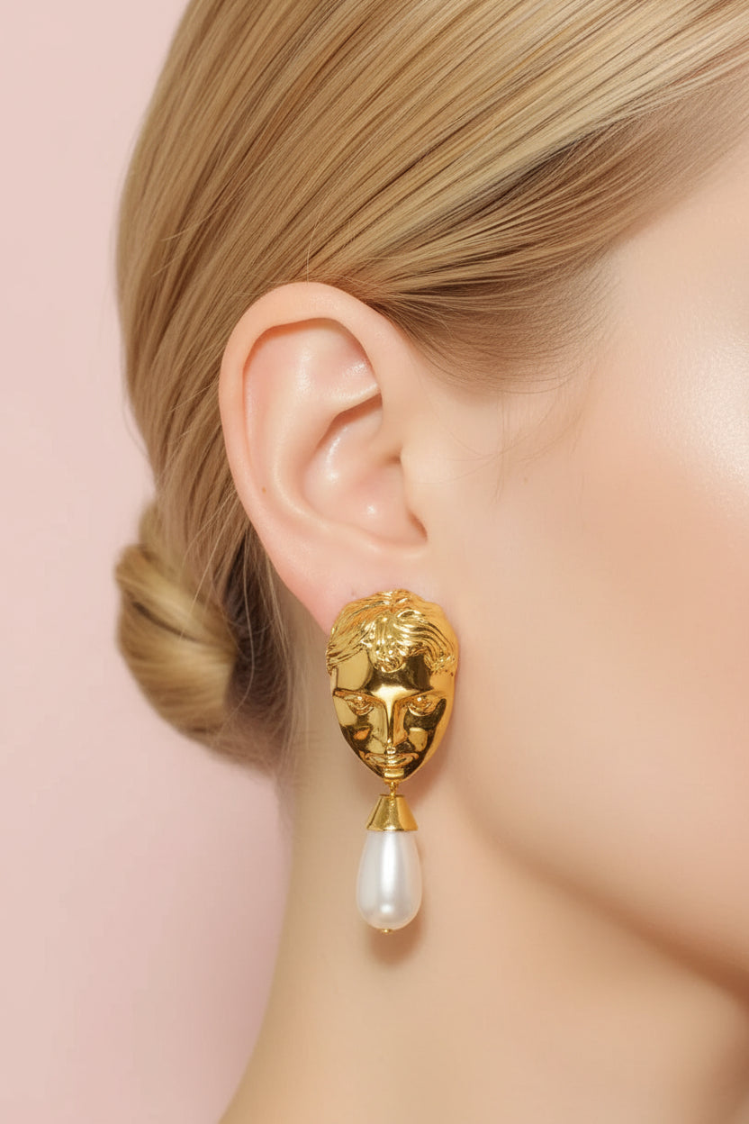 Surrealist Face Baroque Earrings