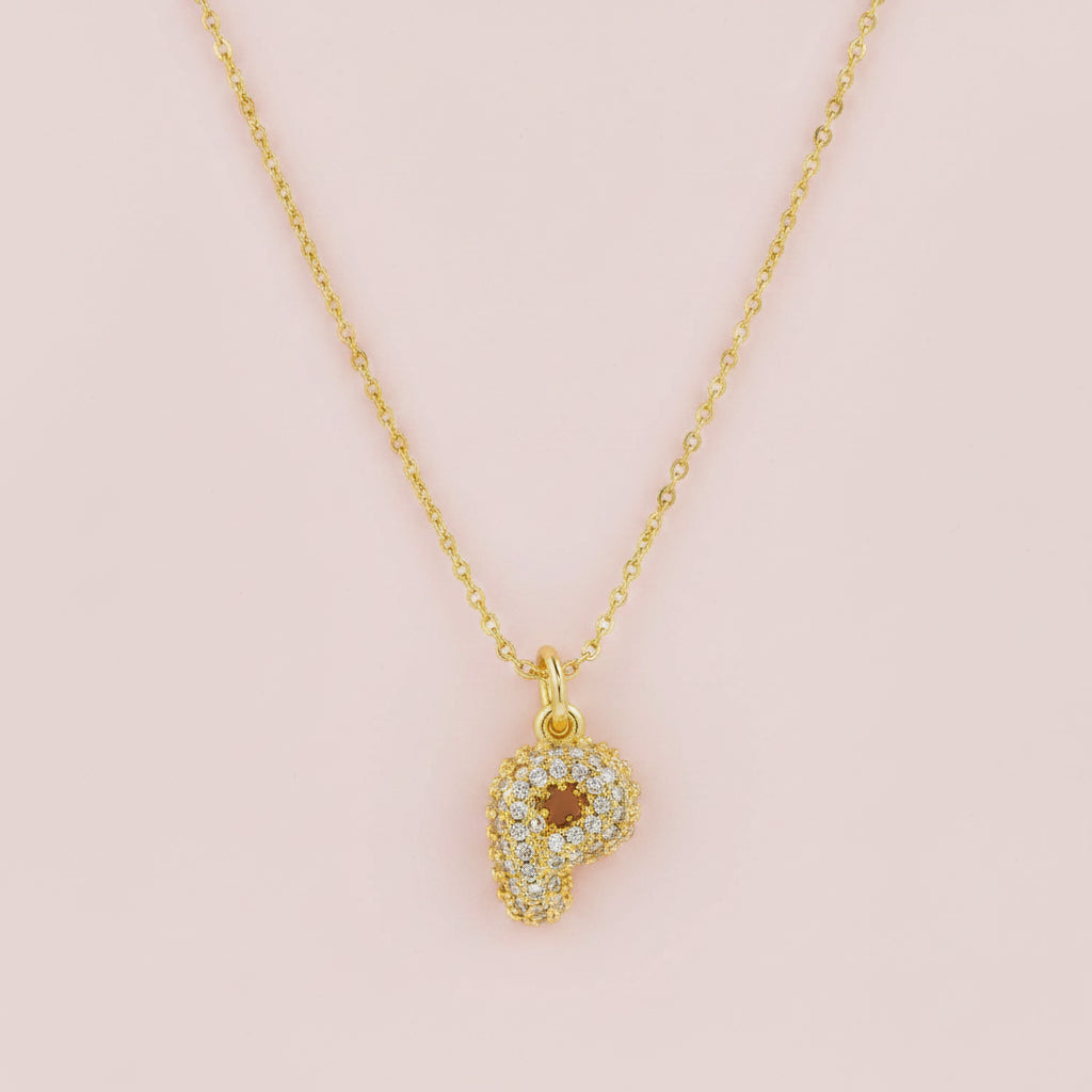 Zircon Initial Alphabet Pendant Necklace